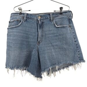 Abercrombie & Fitch Curve Love The Dad Short High Rise Blue Denim 32 16